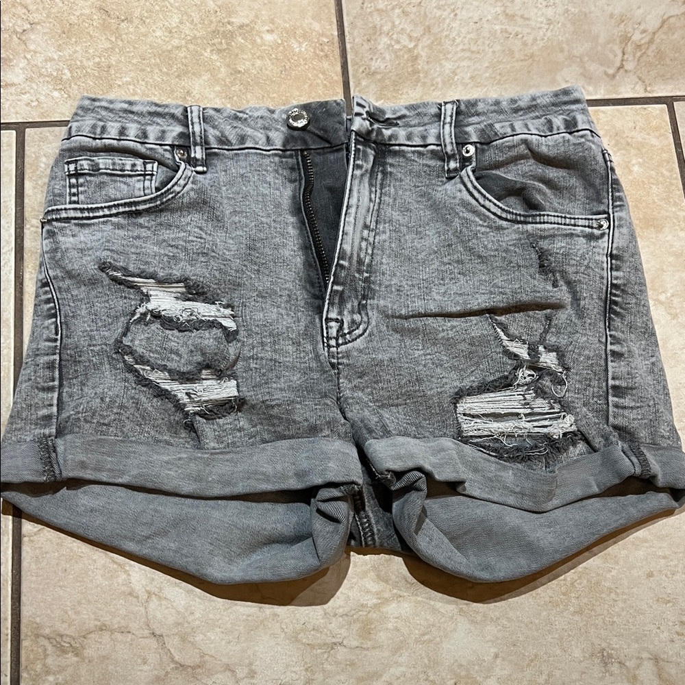 Aeropostale Gray Distressed Jean Shorts